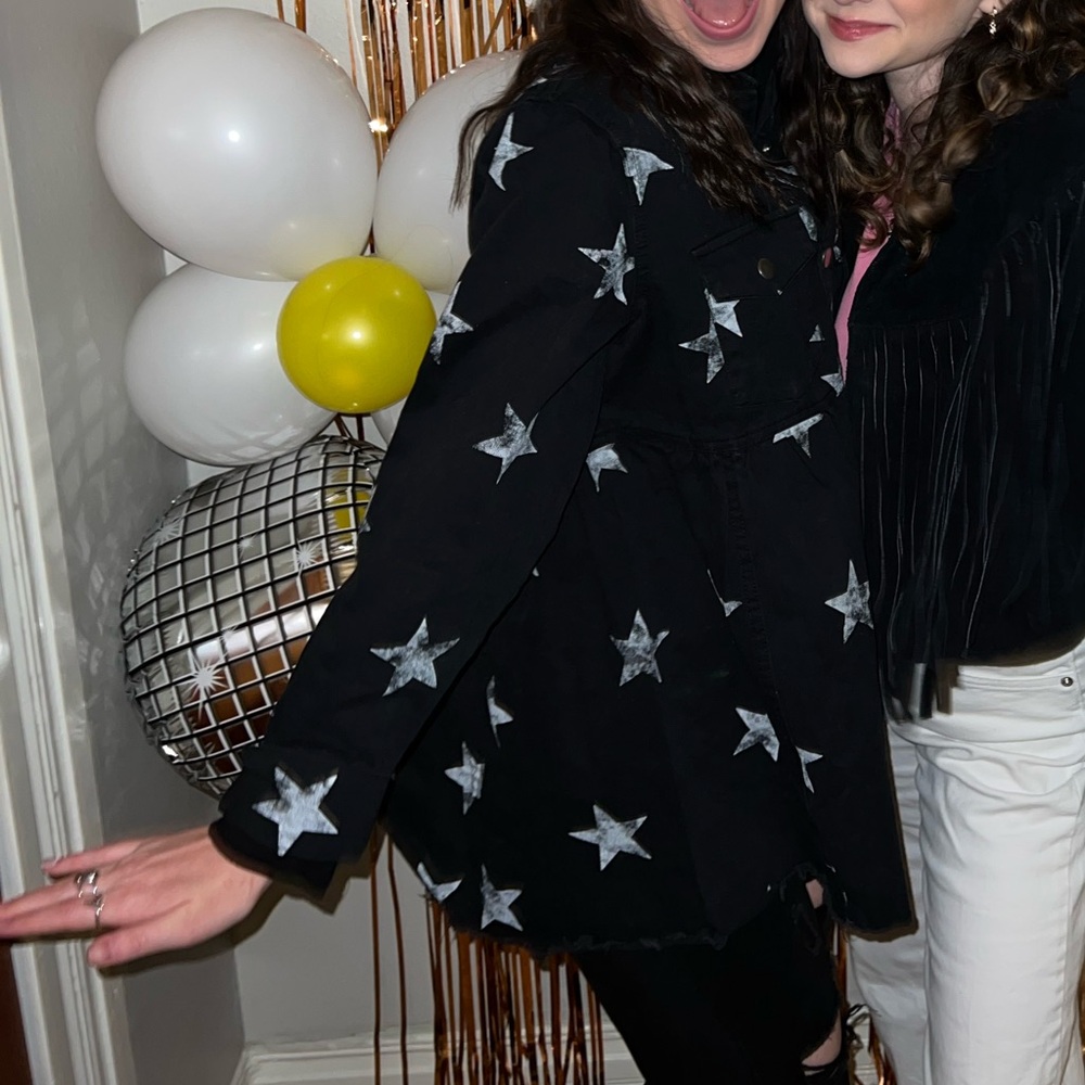 Black Star Patterned Jacket - image 1